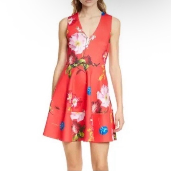 Ted Baker Red Floral Mini Dress Kinle - Picture 2 of 16
